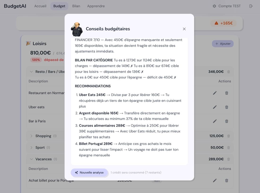 BudgetAI — conseiller IA